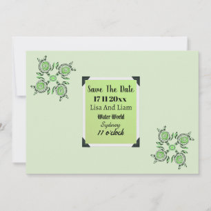 Green Turtles Dot Art  Save The Date,  Invitation