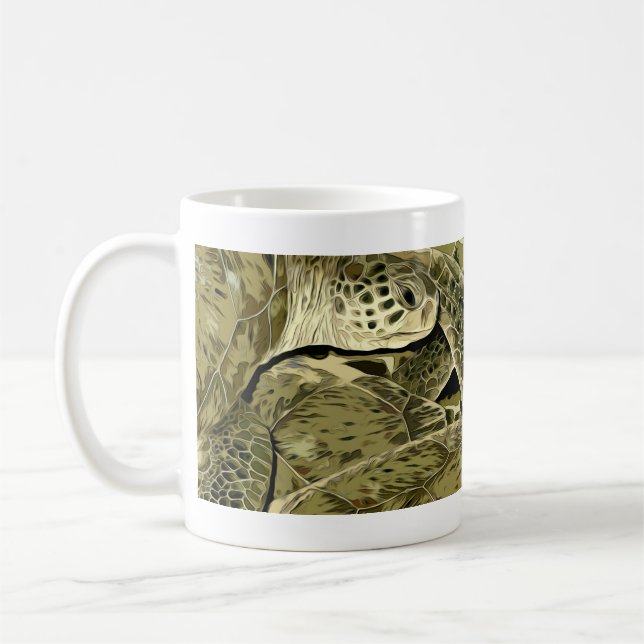 Green Turtles Graphic Coffee Mug (Left)