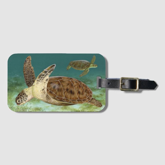 Green Turtles in Habitat Luggage Tag (Front Horizontal)