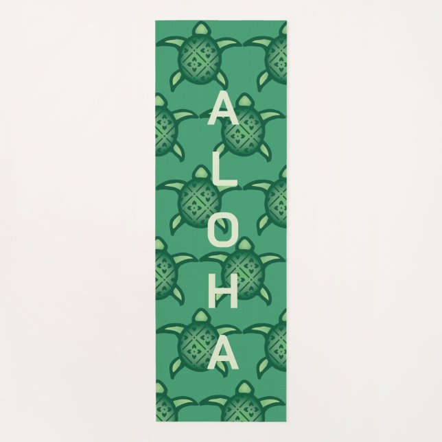 Green Turtles With Aloha Yoga Mat (Front)