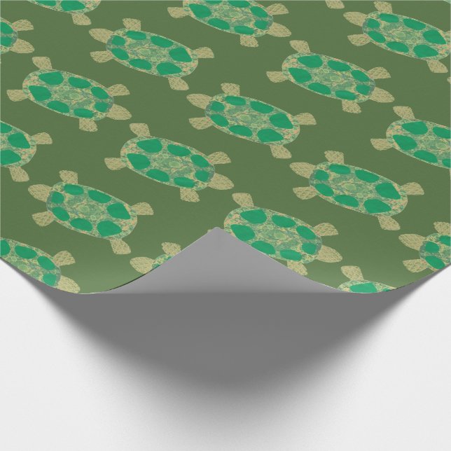 Green Turtles Wrapping Paper (Corner)