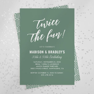 Green Twice the Fun Birthday Invitation