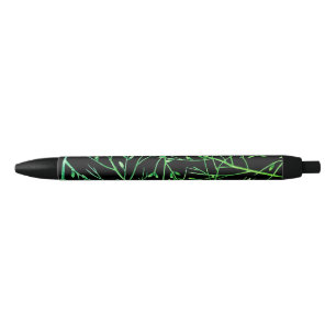Green Twigs on Black  Ink Pen