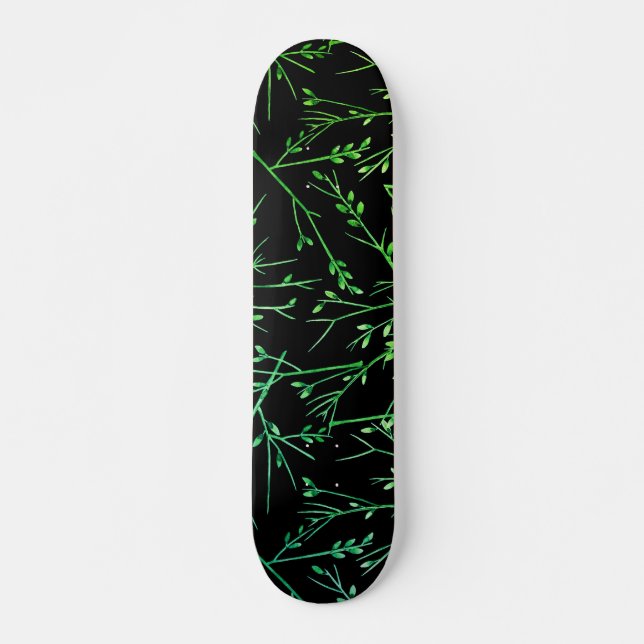 Green Twigs on Black Skateboard (Front)