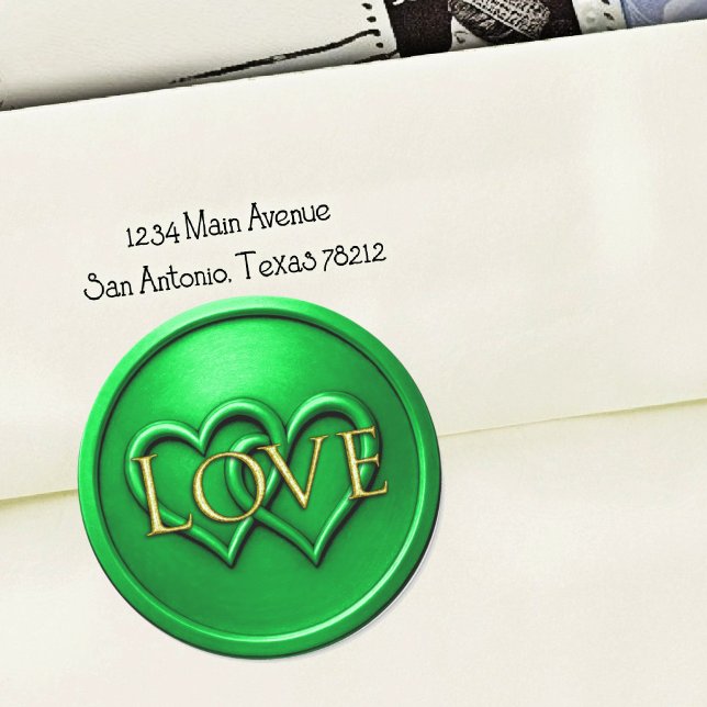 Green Two Hearts Intertwined Wedding Classic Round Sticker (Creator Uploaded)