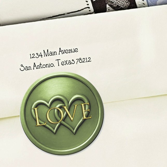 Green Two Hearts Intertwined Wedding Classic Round Sticker (Creator Uploaded)