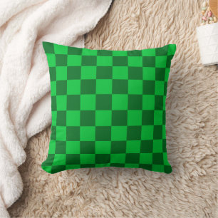 Green Two Toned Chequerboard Pattern Cushion