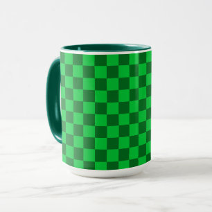 Green Two Toned Chequerboard Pattern Mug