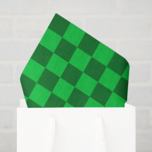 Green Two Toned Chequerboard Pattern Tissue Paper