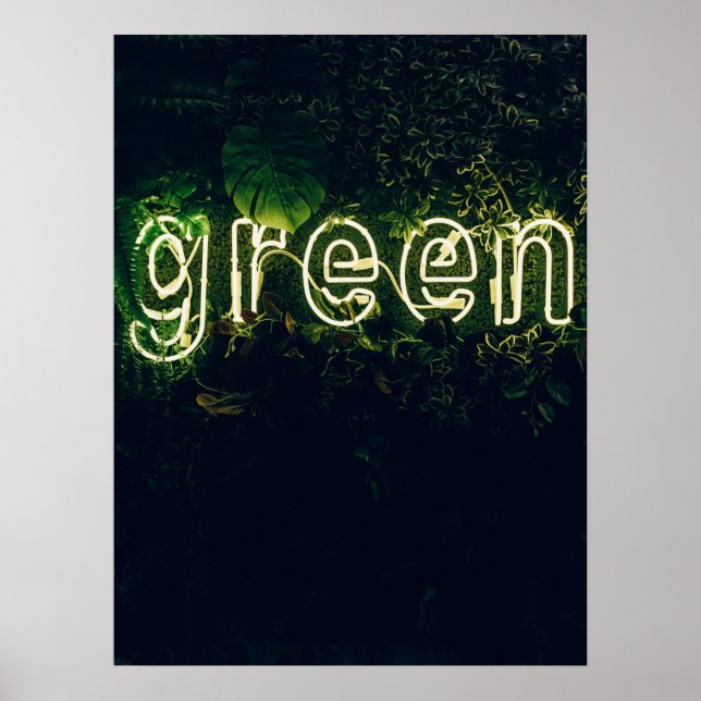 Green Typographic Image Word Text Art Poster (Front)