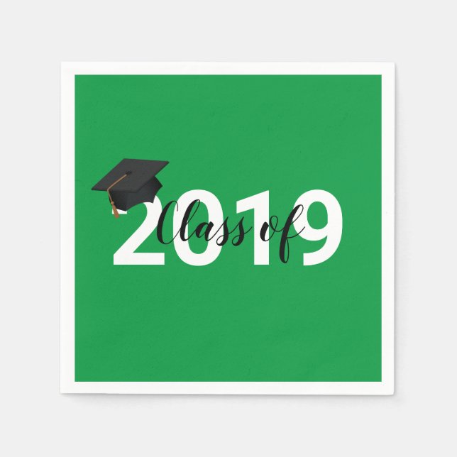 Green Typography Graduation Class of 2019 Napkin (Front)