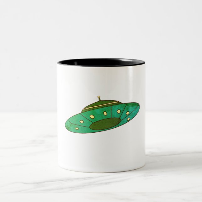 Green UFO Two-Tone Coffee Mug (Center)
