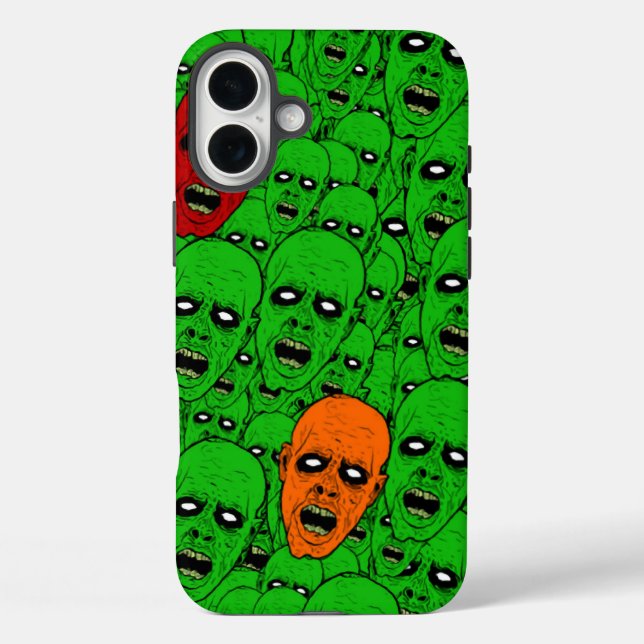 Green Undead Zombie Heads Case-Mate iPhone Case (Back)