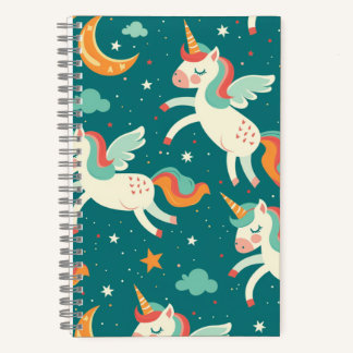 Green Unicorn for Kids 5.5 x 8.5 Notebook