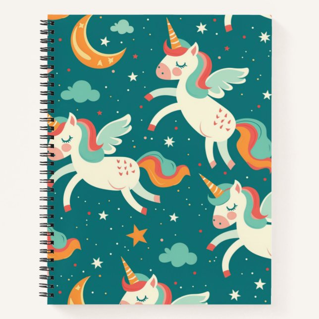 Green Unicorn for Kids Notebook (Front)