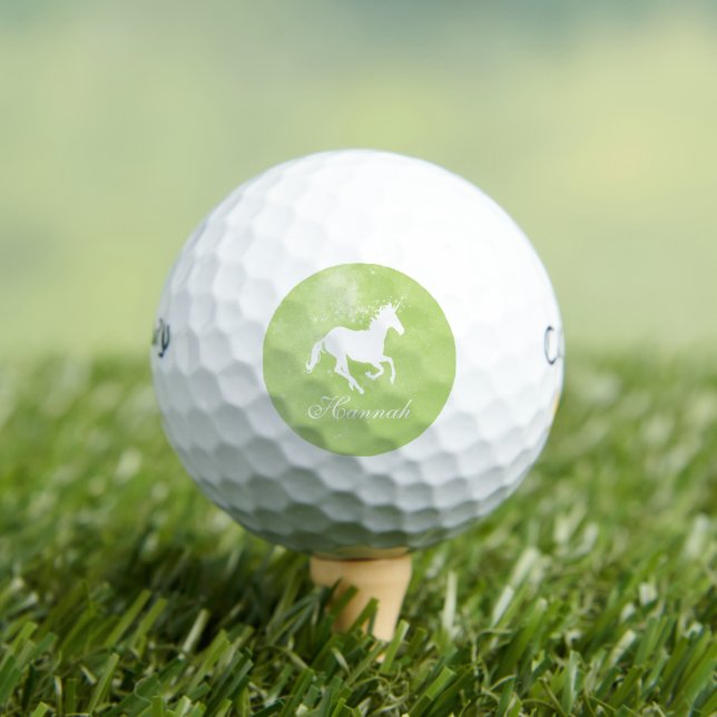Green Unicorn Personalised Golf Balls (Insitu Tee)