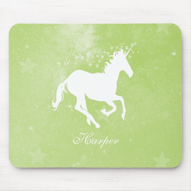 Green Unicorn Personalised Mouse Pad (Front)