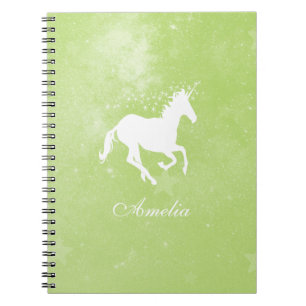 Green Unicorn Personalised Notebook