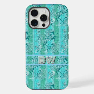 Green Unicorn Plaid Pattern Personalised Monogram iPhone 15 Pro Max Case