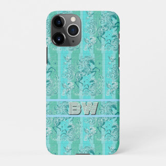 Green Unicorn Plaid Pattern Personalised Monogram iPhone 11Pro Case