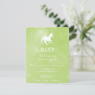Green Unicorn Wedding RSVP Card