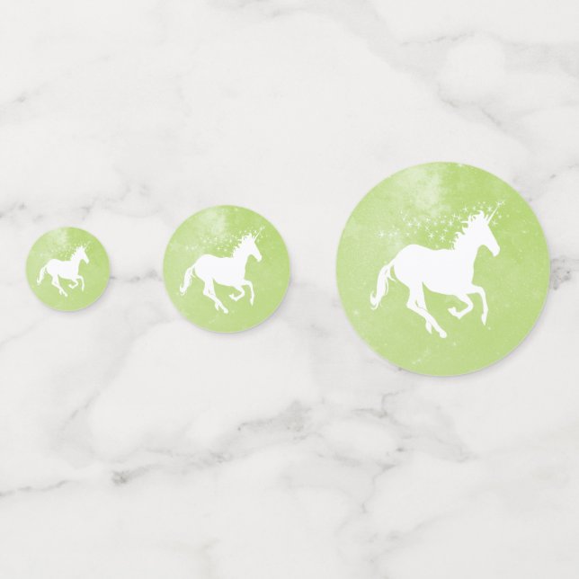 Green Unicorn Wedding Table Confetti (Fronts)