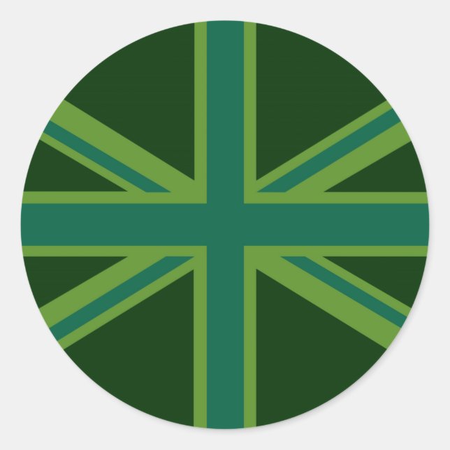 Green Union Jack Flag Decor Classic Round Sticker (Front)
