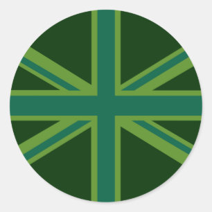 Green Union Jack Flag Decor Classic Round Sticker