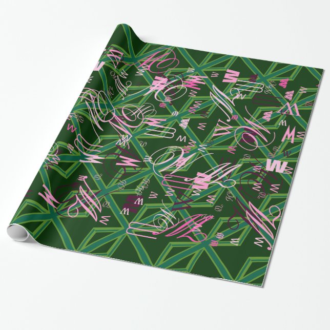 Green Union Jack Flag Decor Wrapping Paper (Unrolled)