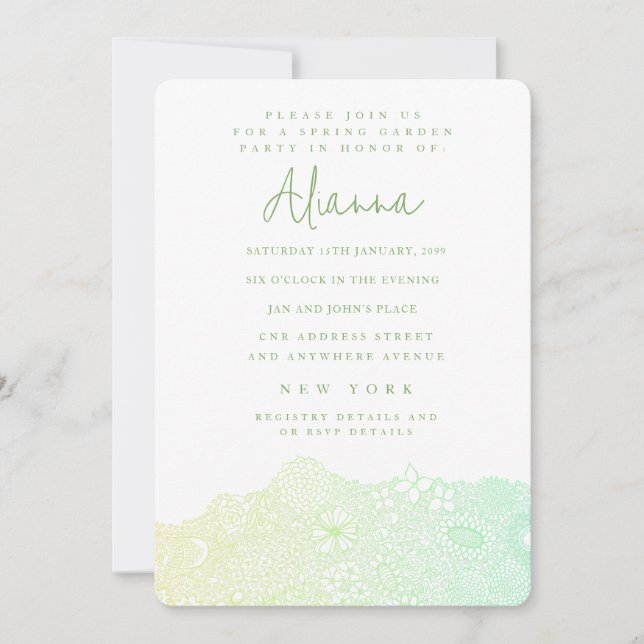 Green Unique Garden Scene Artist Birthday Party  Invitation (Front)