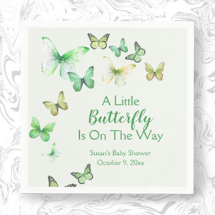 Green Unisex Butterfly Baby Shower Napkin