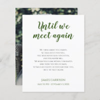 Green Until We Meet Again Memorial Poem with Photo