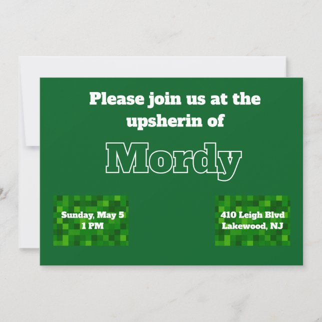 Green upsherin invitation (Front)