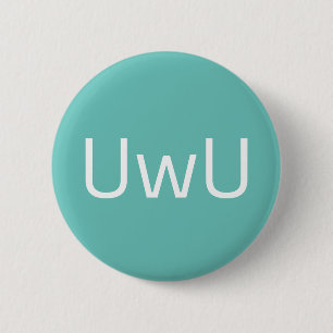 Green UwU Face 6 Cm Round Badge