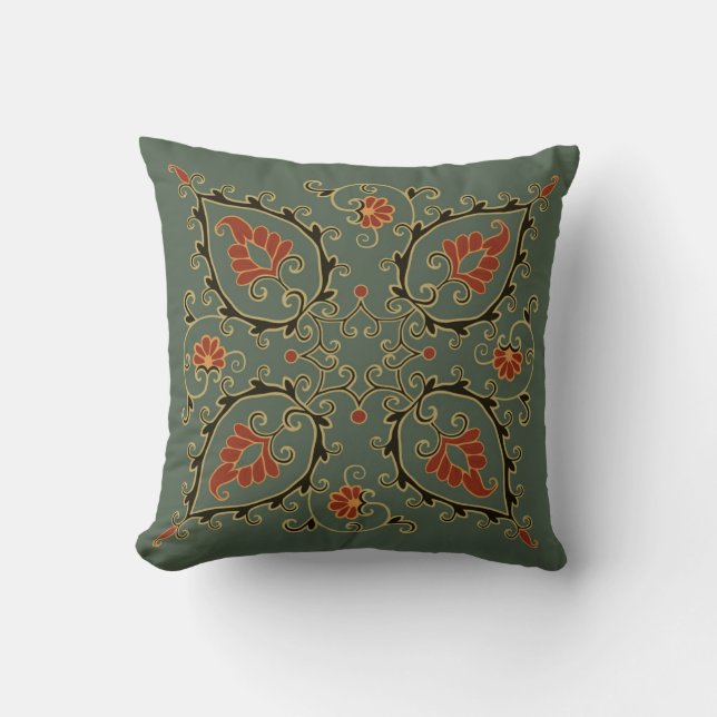 Green Uzbekistan design on Pillow (Front)