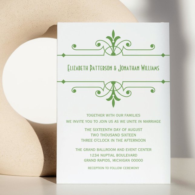 Green v2 Fancy Ornamental Wedding Invite (Green v2 Fancy Ornamental Wedding Invite)