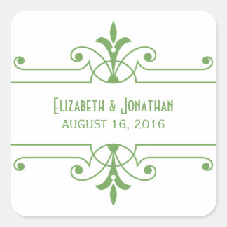 Green v2 Fancy Ornamental Wedding Stickers