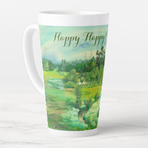 green valley painting Watercolor Latte Mug