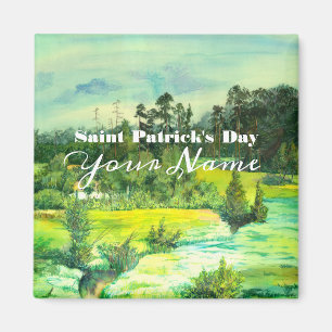 green valley painting Watercolor  Magnet