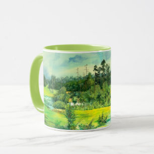 green valley painting Watercolor   Mug