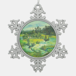 green valley snowflake pewter christmas ornament