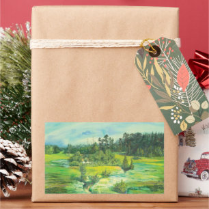 green valley Watercolor Rectangular Sticker