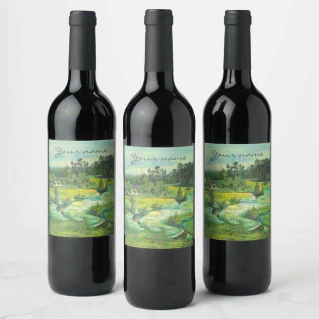 green valley Watercolor Wine Label (Bottles)