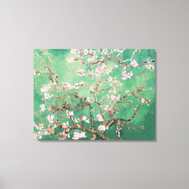 Green Van Gogh Almond Blossoms Canvas Print (Front)