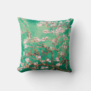 Green Van Gogh Almond Blossoms Cushion
