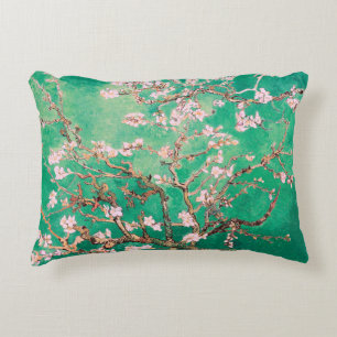 Green Van Gogh Almond Blossoms Decorative Cushion