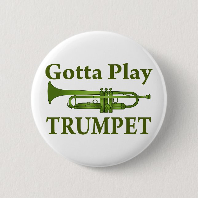 Green Variegated Gotta Play Trumpet Gift 6 Cm Round Badge (Front)