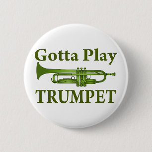 Green Variegated Gotta Play Trumpet Gift 6 Cm Round Badge