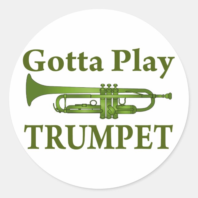 Green Variegated Gotta Play Trumpet Gift Classic Round Sticker (Front)