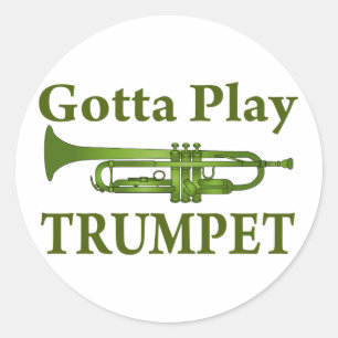 Green Variegated Gotta Play Trumpet Gift Classic Round Sticker